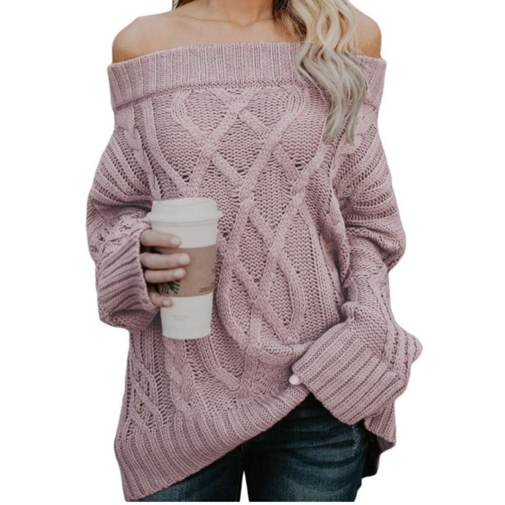 Dusty pink off shoulder sweater